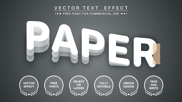 Vector plak papier bewerk teksteffect lettertypestijl