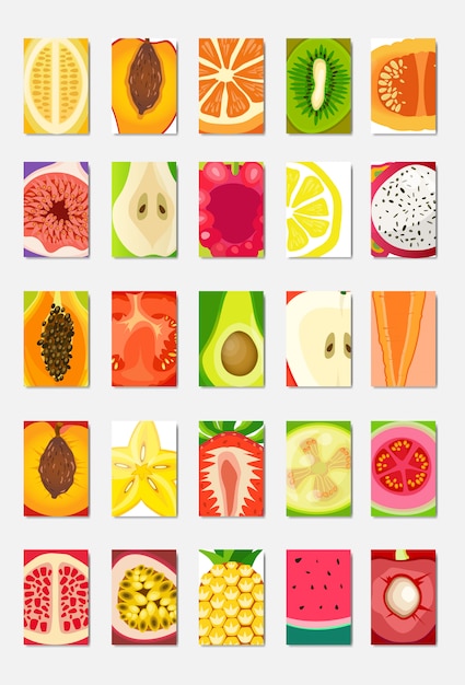 Vector plak vers fruit sjabloon kaart, tijdschriftdekking verticale lay-out op witte achtergrond, broshure gezonde levensstijl of dieet concept, logo voor fruit poster vectorillustratie, plat instellen