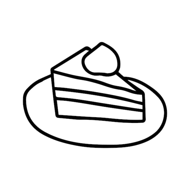 Plakje cake op plaat vectorillustratie