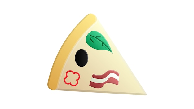 Plakje pizza op dunne korst witte achtergrond vector illustratie pizza gevuld met vlees spek