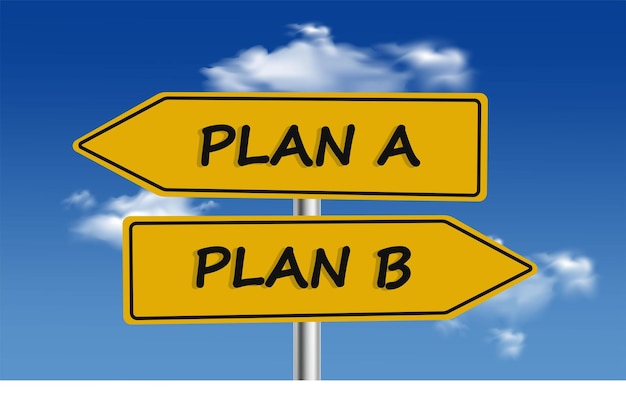 Plan A of plan B concept Wegwijzer met Plan A of plan B bericht op hemel achtergrond vector illustrati