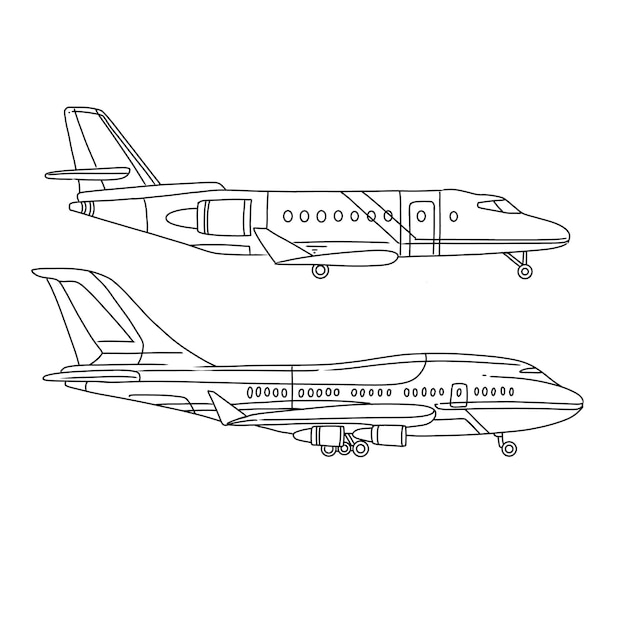 計画飛行機輸送手描き落書きイラスト ベクトル セット