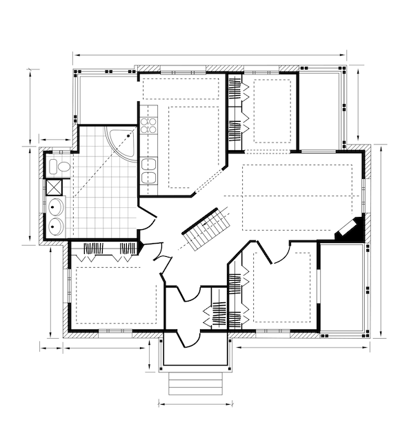 Plan a country house on a white background