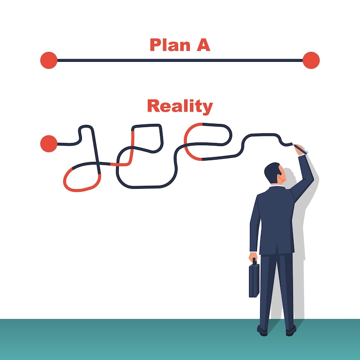 Vector plan a and plan b real life up and down arrow as symbol of success solution and failure