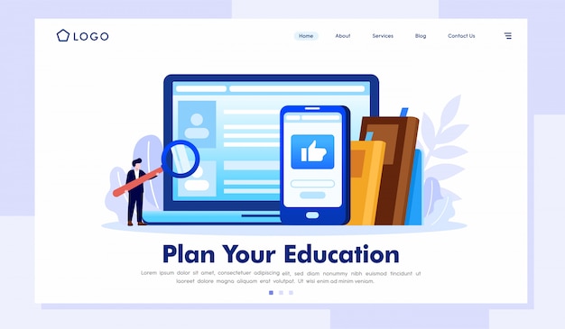 Plan your education landing page website illustration vector