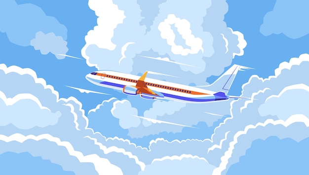 Vettore l'aereo tra le nuvole
