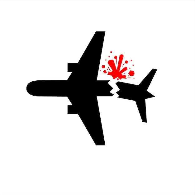 飛行機墜落事故 シルエット イラスト アイコン シルエート ベクトル