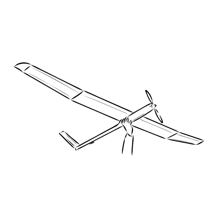 Vector plane drawing on white background airplane model sports vector sketch