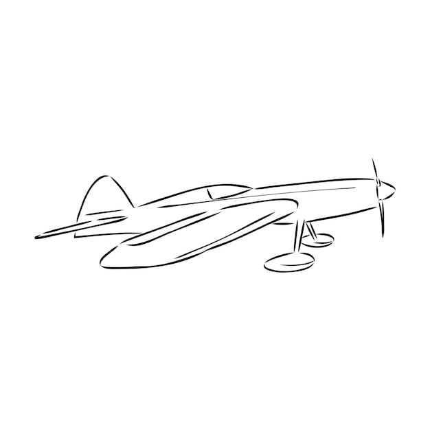 Plane drawing on white background airplane model sports vector sketch