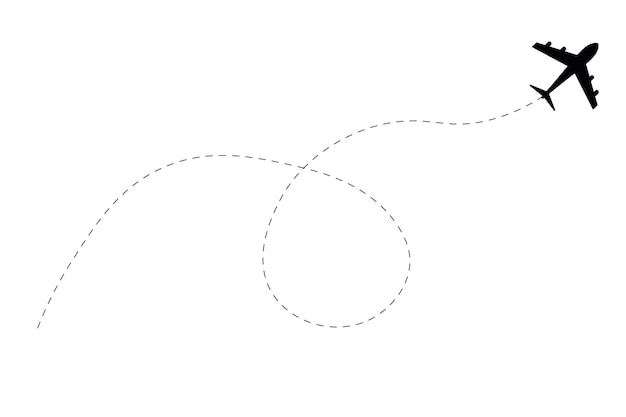 Vector plane drawing with dotted route