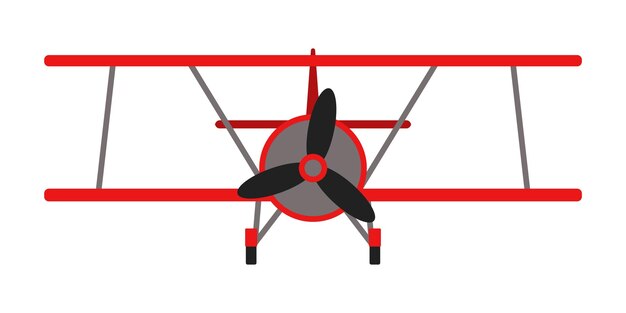 Plane flat icon design Biplane cartoon vector illustration