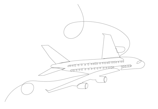 plane flies sketch outline vector