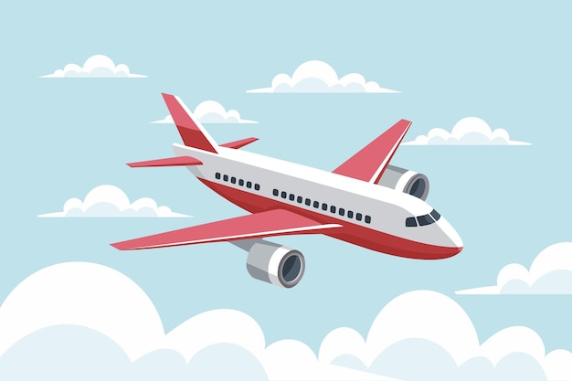 the plane flies in the sky between the clouds time for travel and vacation illustration vector