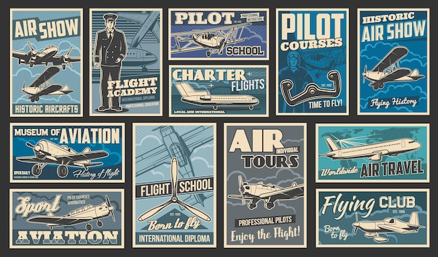 Plane fly aircraft flight aviation retro posters