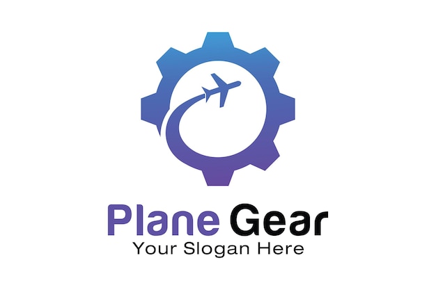 Plane Gear logo design template