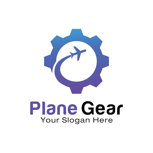 Plane gear logo design template