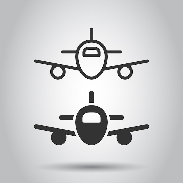 Plane icon in flat style Airplane vector illustration on white isolated background Flight airliner business concept