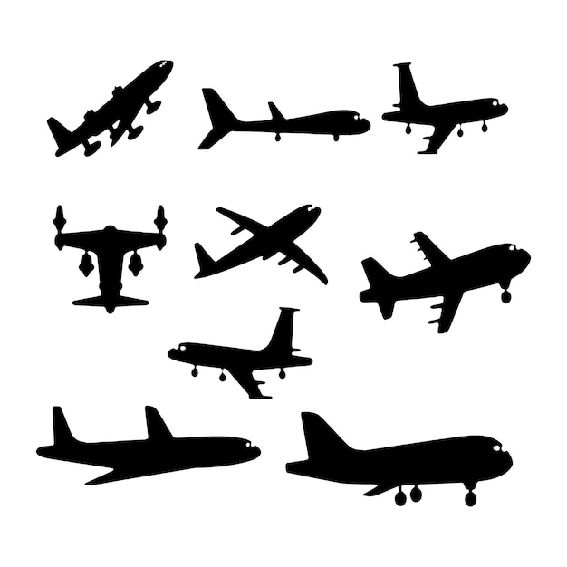 Вектор иконки самолета Силуэт самолета Аэробус силуэт Вектор иконы самолета Черный иконка самолета