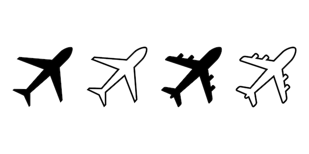 벡터 비행기 아이콘 터 컬렉션 또는 비행기 기호 및 기호 및 비행 수송 기호