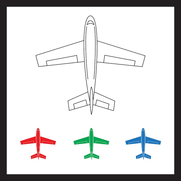 벡터 다른 색상에서 비행기 아이콘 벡터 세트