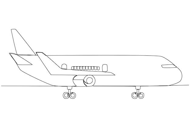 A plane for international transportation one line art