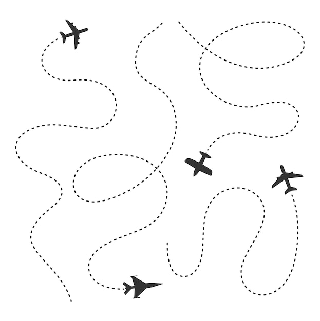 Plane line path airplane directional pathway map vector graphic