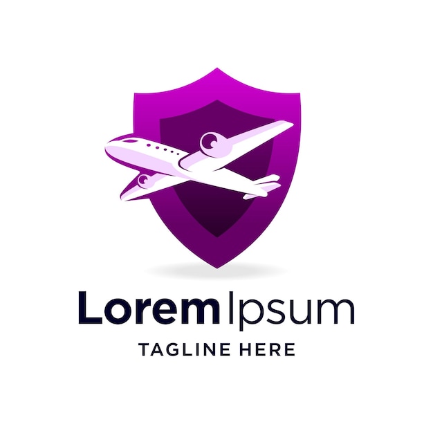 plane protection logo with gradient color concept