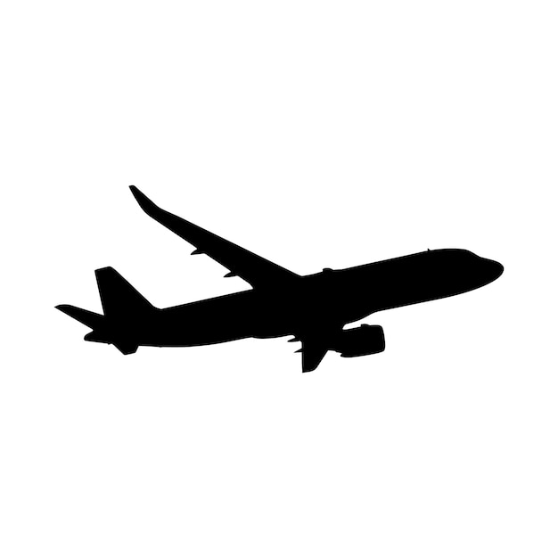 plane silhouette vector isolated black on white background