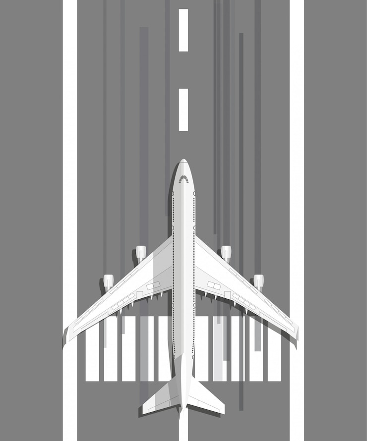 Vector plane standing on landing strip