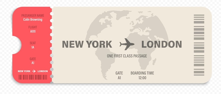 Vector plane ticket illustration airline ticket template flight boarding pass airway ticket airline coupon vector graphic