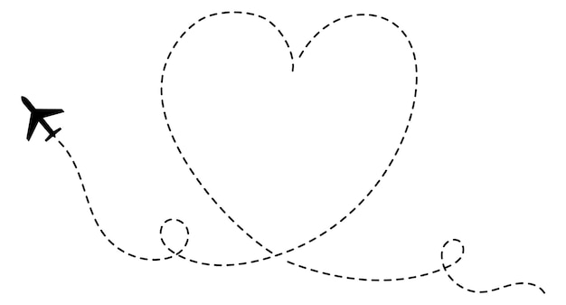 Plane track heart shape Romantic gesture symbol