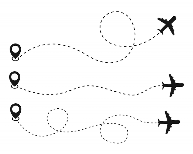 Иконка Самолет и трек на белом фоне.
