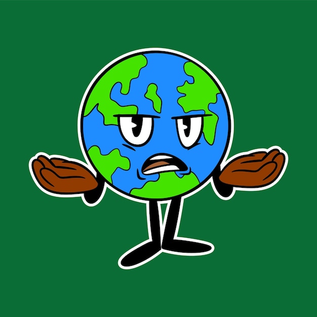 Planeet aarde mascotte cartoon illustratie.