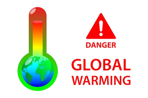 Planeet aarde met thermometer opwarming van de aarde concept