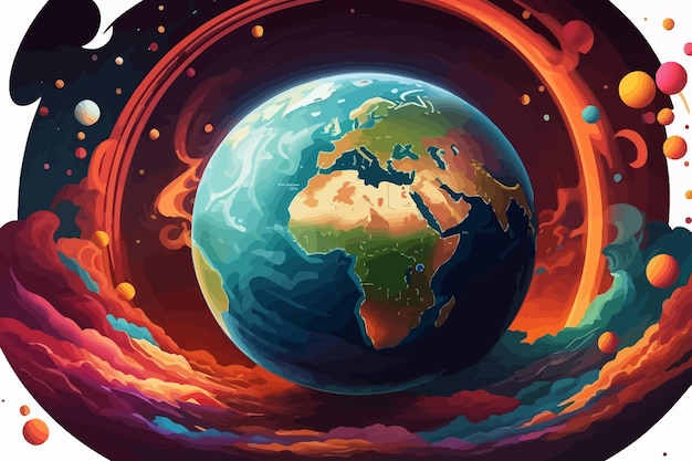Vector planeet aarde's nachts verduistering illustratie