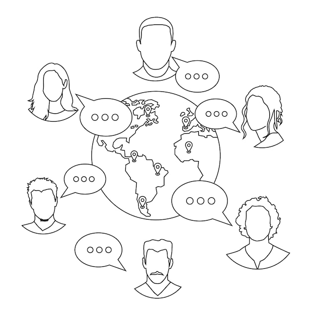Planeet in netwerk chat Chat met vrienden van over de hele wereld World Wide Web