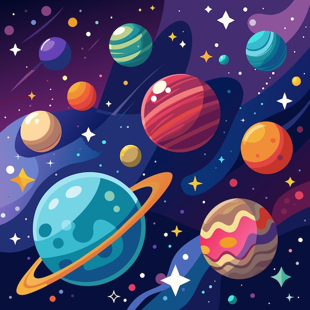 Planeet ruimte set cartoon vector illustratie