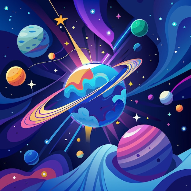 Planeet ruimte set cartoon vector illustratie