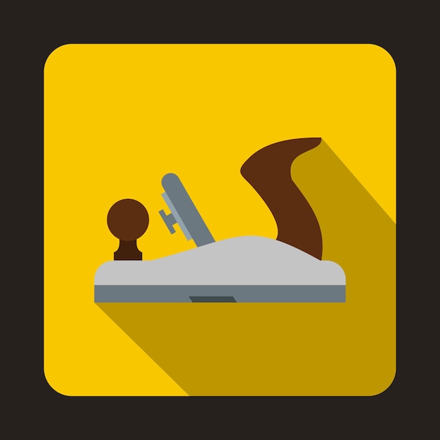 Planer on wood icon in flat style with long shadow tool symbol