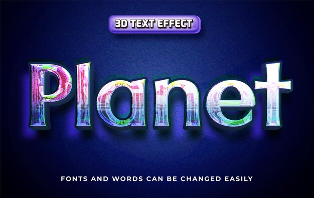 Planet 3d editable text effect style