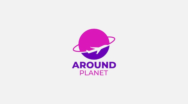 Planet airplane logo design vector illustration