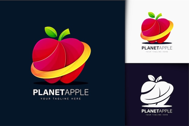 Planet apple logo design with gradient