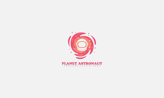 Planet Astronaut Abstract Vector Sign, Emblem, Icon or Logo Template