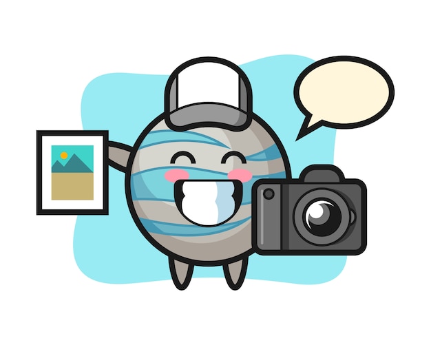 Vector planet cartoon as a photographer