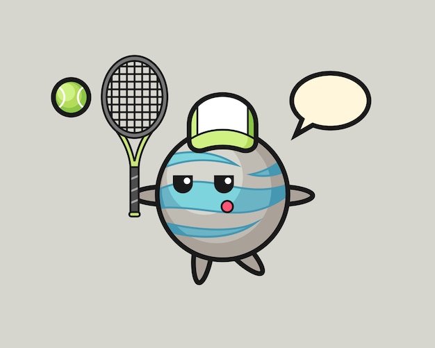 Vector planet cartoon as a tennis player