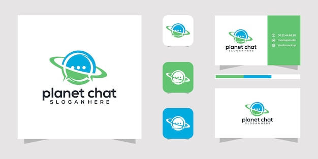 Planet chat logo-ontwerp en visitekaartje