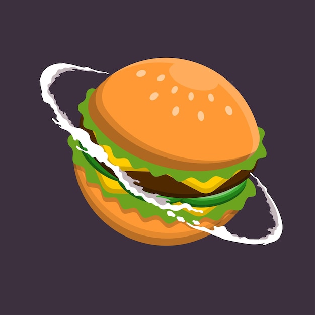 Hamburger di formaggio del pianeta con l'illustrazione del cartone della maionese