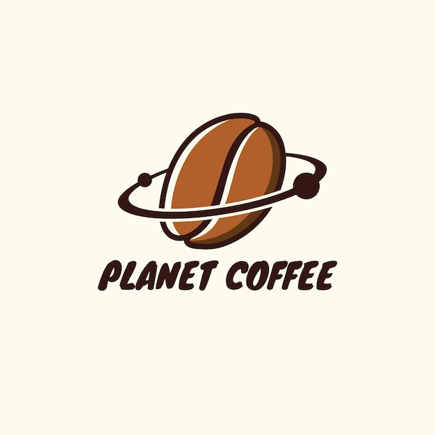 プラネット コーヒー クリエイティブ ロゴ コンセプト