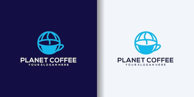 Шаблон логотипа планеты кофе, логотип ресторана и кафе