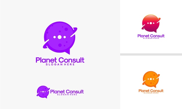 Il logo planet consult progetta il vettore, il modello del logo del luogo di consulenza, il modello del logo del pianeta